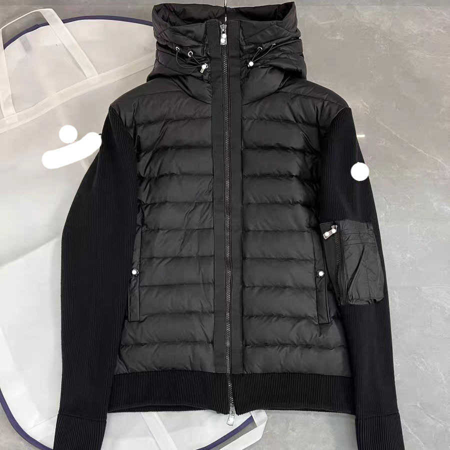 M Knitted Patchwork Casual Down Jacket Men's White Duck Down Slim Fit Padded Corduroy Coat T260924