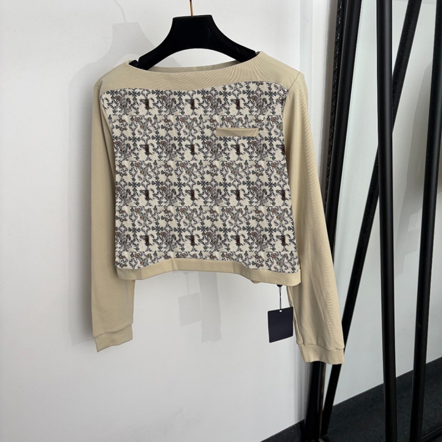 Women Designer Crop Tees Luxury Vintage Off Shoulder Long Sleeve T Shirt Autumn Floral Prints Sexy Vacation Tops