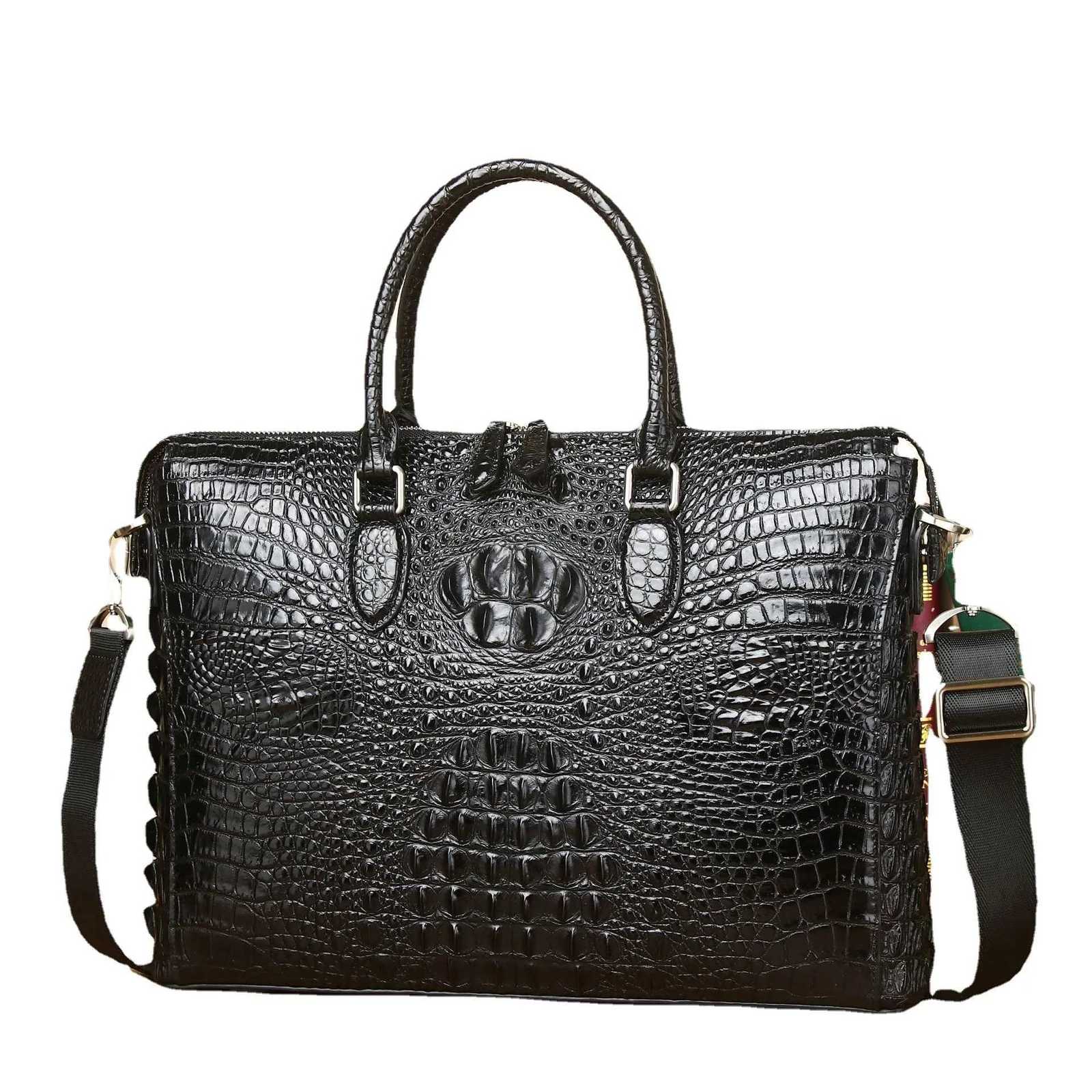 Briefcases 2025 New alligator Laptop Bags Cow Genuine Leather Men's Briefcase Male Handbags Men Messenger 14 Inch Computer Bag H260923
