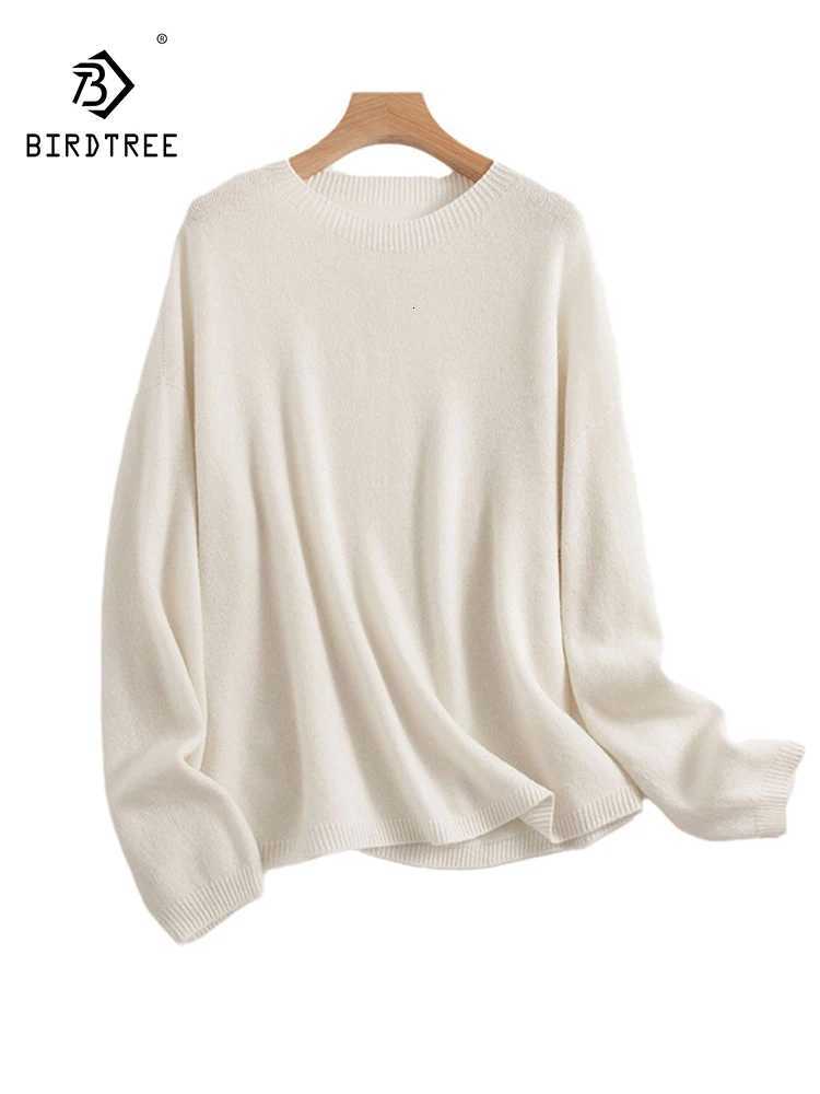 Women's Sweaters Birdtree 100%Sheep Wool Pullovers For Woman Round Neck Loose Seamless Sweaters Soft Warm Sweater 2024 Autumn Winter T48109QC H