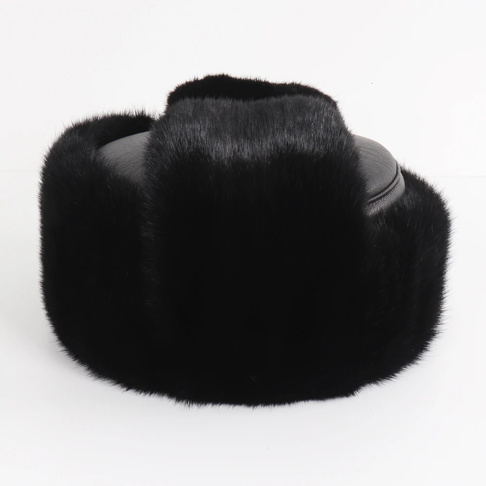Winter Men Outdoor Mink Fur Bomber Hats Male Super Warm 100 Natural Hat y Man Sheepskin Leather Cap 260910