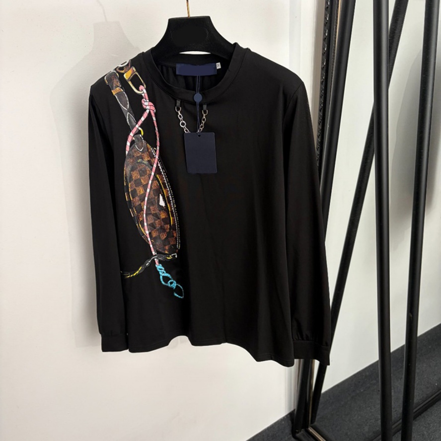 Women Classic Long Sleeve Tops Designer Plaid Bags Prints Loose Pullovers Y2K Style Black Casual Breathable Tees