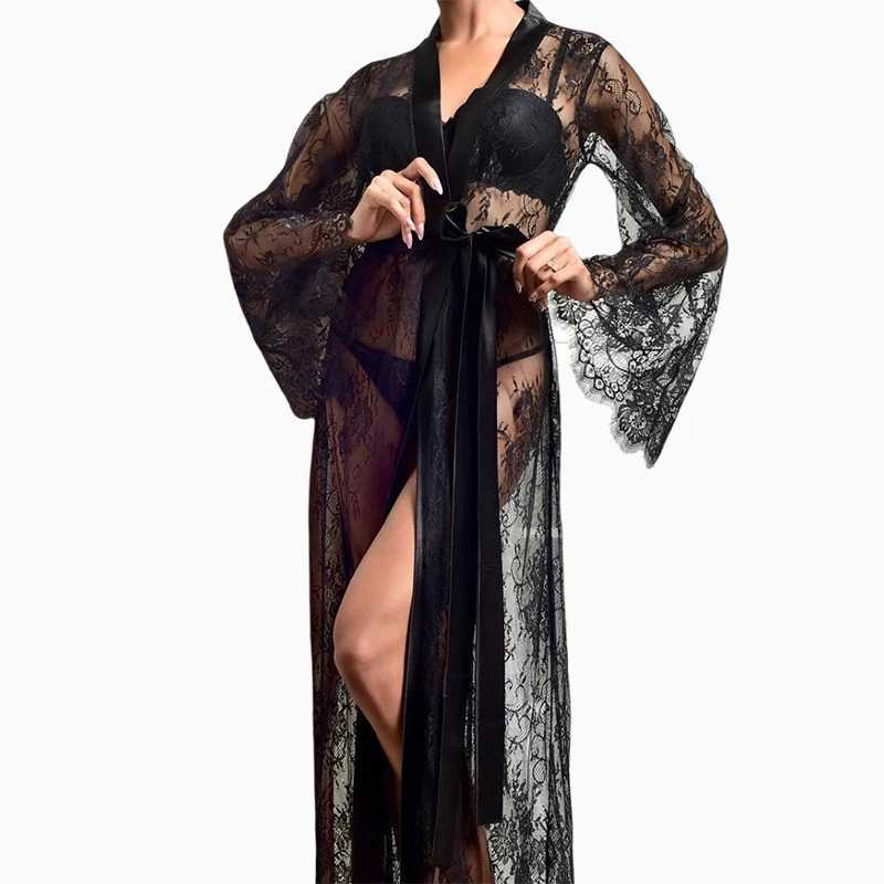 Lounge Women's Sleep Toucheart Sexy Mesh Nightgown Suit for Women Sexy Lingerie Sexy Lace Women's Solid Color Mesh Perspective Long Nightg