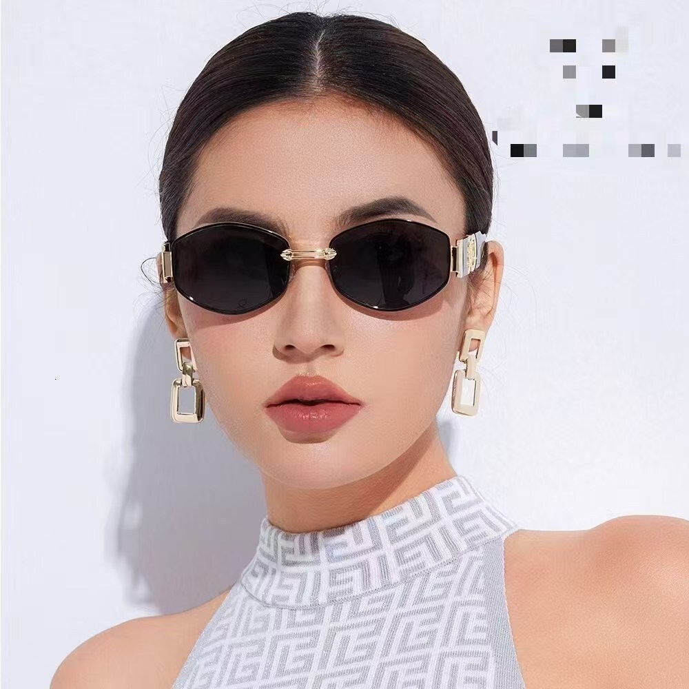 Luxury Brand Designer Sunglasses Luxury Brand Designer Sunglasses New Metal Women's Oval Personality Trend Driving Sunglasses European And Amer