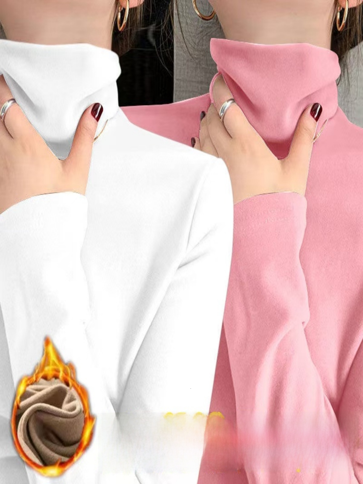 Women's Long Sleeve Double-sided Cashmere Base Shirt Half-high Collar Inner Wear Fashionable Versatile Warm Autumn Winter T-s...