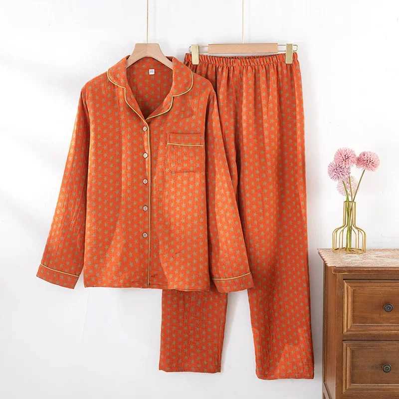 Women's Sleep Lounge 2026 spring and autumn cotton long-sleeved pajamas jacquard cotton women's large size suit cardigan home wear H260924