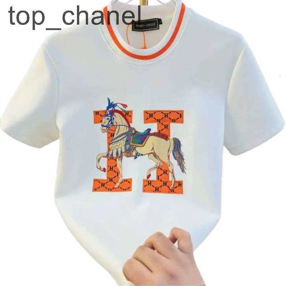 Men's T-Shirts Men's Tees Polos Neck Embroidered Short Sleeve Summer Fashion Men's Trendy Casual Couple Light Luxury Home Casual Men&
