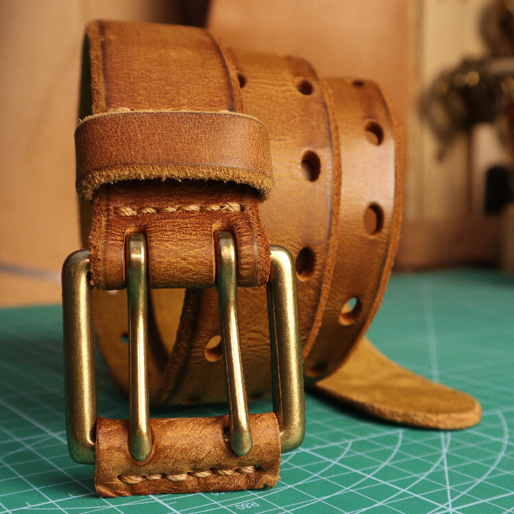 Spring Summer New 3.8 Wide Men's Double Needle Italian Leather Vintage Hollow American Style Versatile Waist Belt