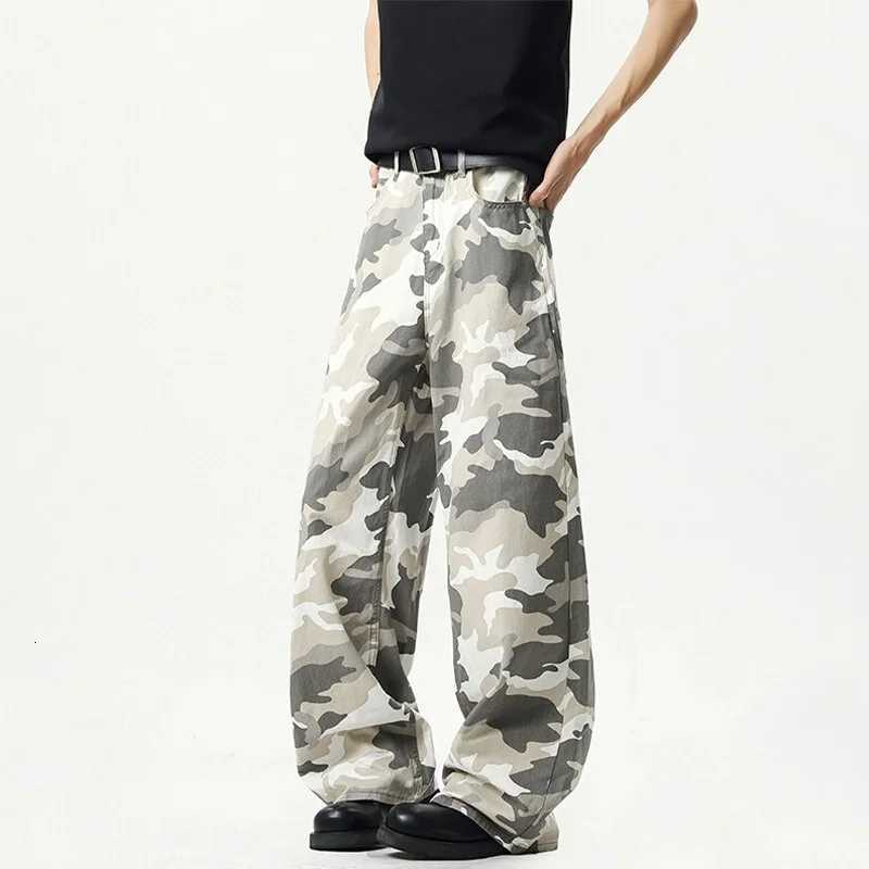 Men's Jeans New Casual Cleanfit Straight Flared Jean For Men Y2K Streetwear Camouflage Baggy Jeans Hip Hop Fashion Distressed Denim Pants H2609