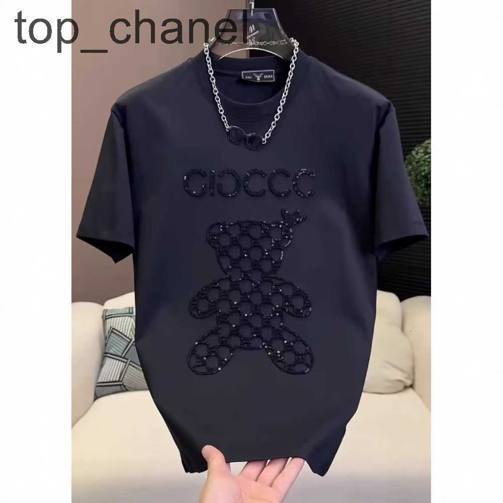 Luxury Brand Designer T-shirt 2026 Summer New Men Trendy Fashion Heavy Beaded Short Sleeve Versatile Casual Half Sleeve Top