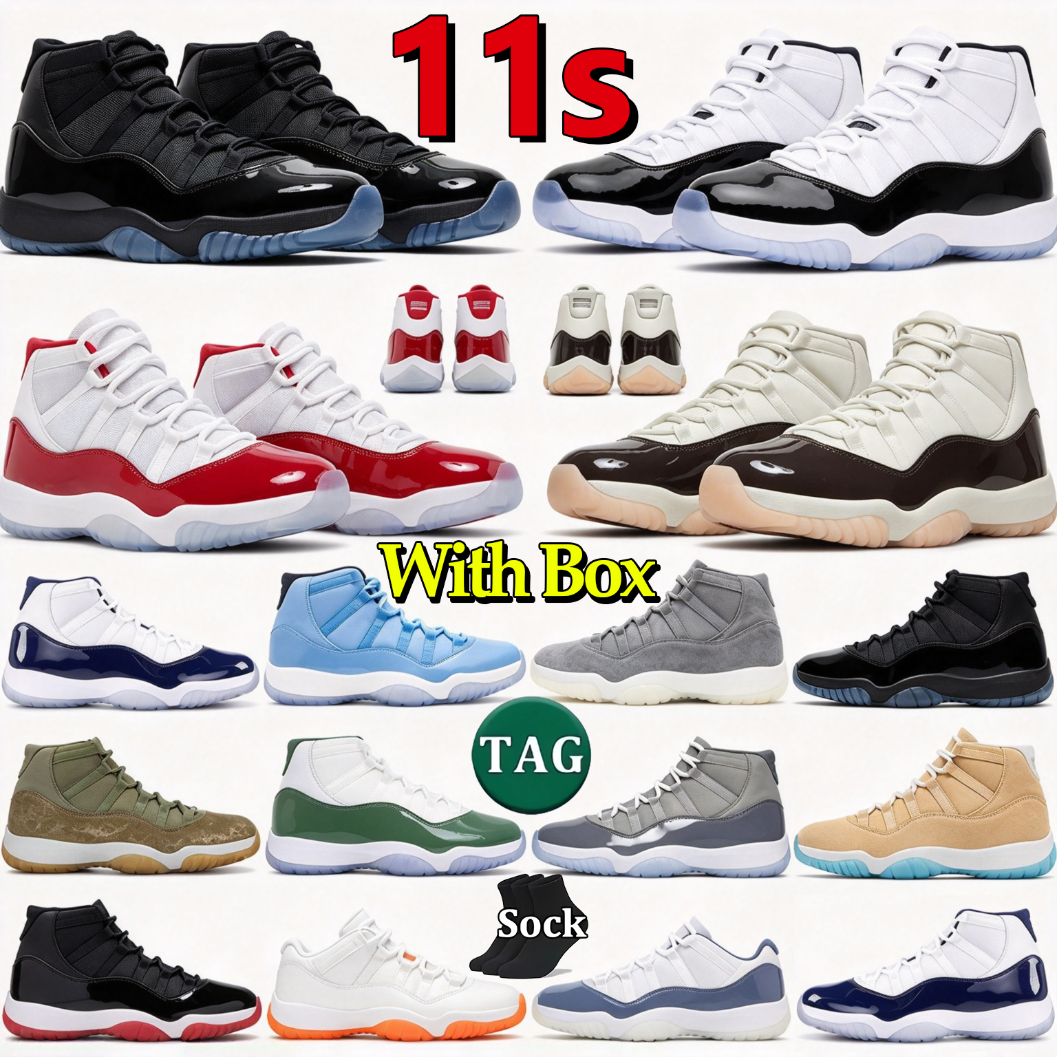 With Box j11 Basketball Shoes For Men Women 11 11s Gamma Blue Light Bonee Cherry Cool Grey sneaker breathable Sports Shoes OG Training Athletic men