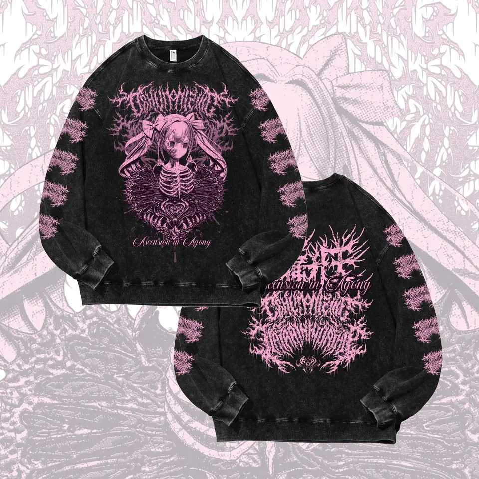 Japanese Harajuku Style Anime Print Subculture Patwork Color Hoodie Women American Street Punk Oversized Casual Sweatshirt T260923