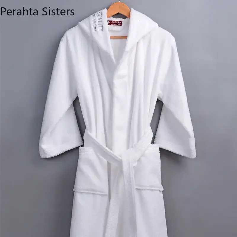 Lounge Donna Sonno Classico Bianco Inverno Vestaglia 100% Cotone Asciugamano Accappatoio in spugna Per Uomo Donna Hotel Casa Spessa Calda Vestaglia
