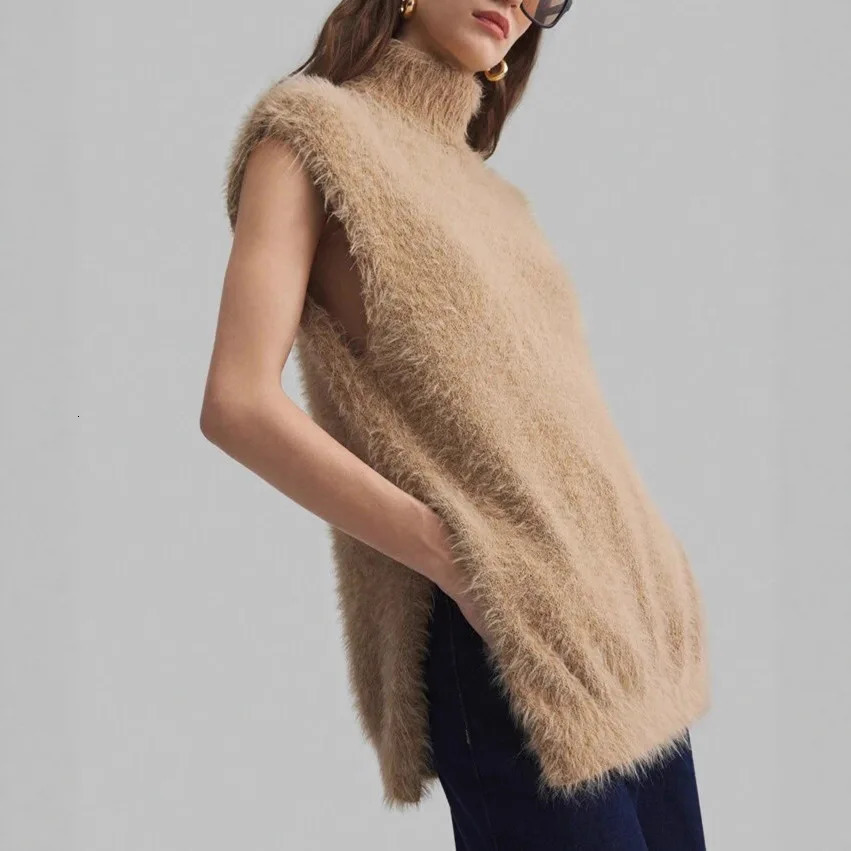 Fashion Women Spring Autumn Knitted Sleeveless O-Neck Loose Pullover Sweater Vest Pull Ladies Winter Turtleneck Sweater 260923