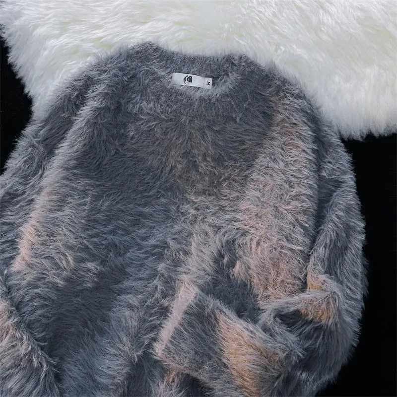 Y2K Men's Sweaters Men Sweater Harajuku Solid Color Loose Knitted Pullover Streetwear Men Gothic Vintage Oversized Knitted Sweater D98 C260923