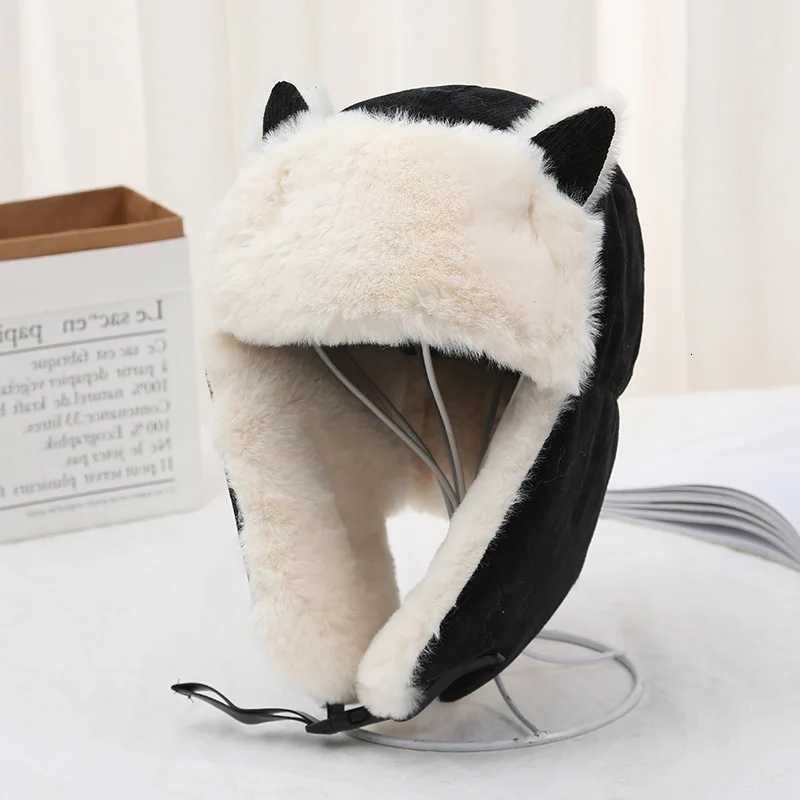 Mens Winter And Womens Cat Ears Lei Feng Hat Plush Thickened Warm Wind Proof Outdoor Riding Ear Protection S260924RUXC