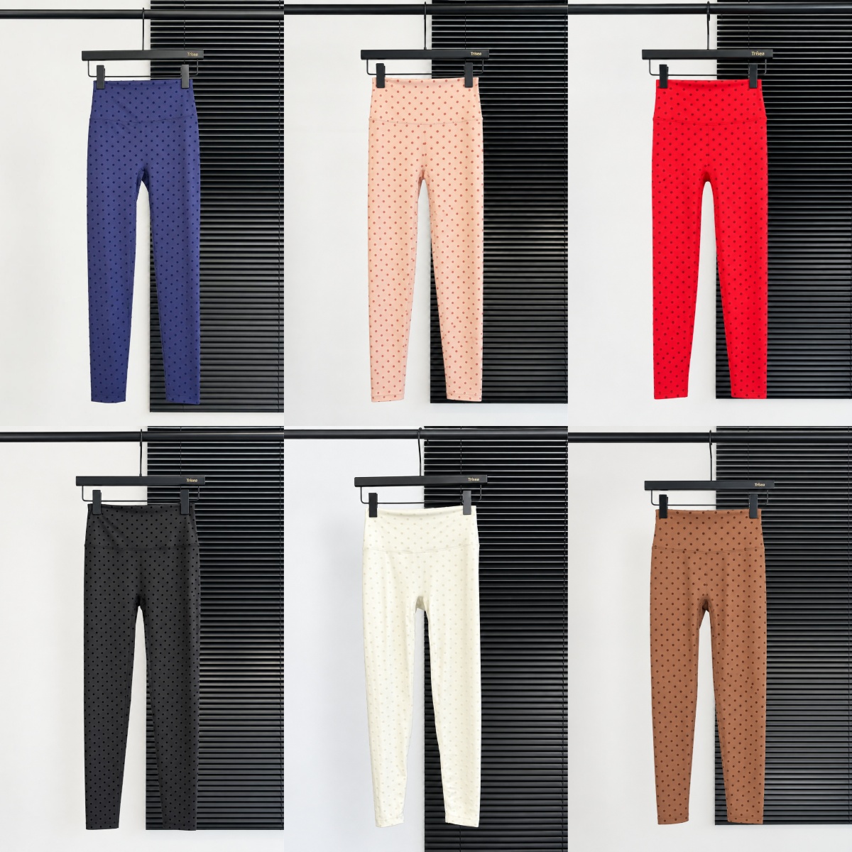 L6620 femmes taille haute à pois neuf pouces pantalon sport taille haute serré jean vêtements de sport femmes Yoga bas pour dame