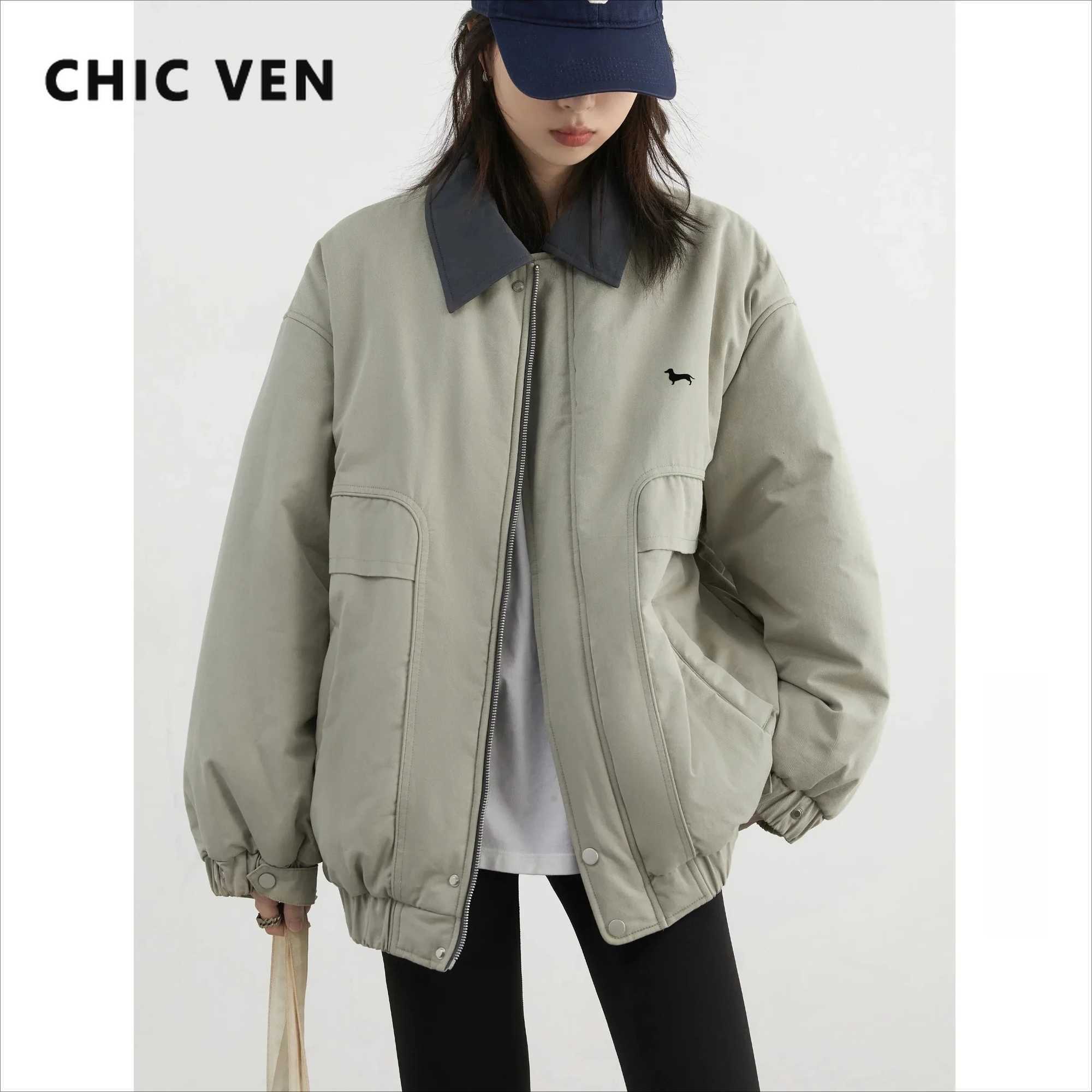 CHIC VEN Fashion Women Jacket Solid Loose Casual Cotton Thick Warm Jackets Female Coat Workwear Autumn Winter 2024 Z260924
