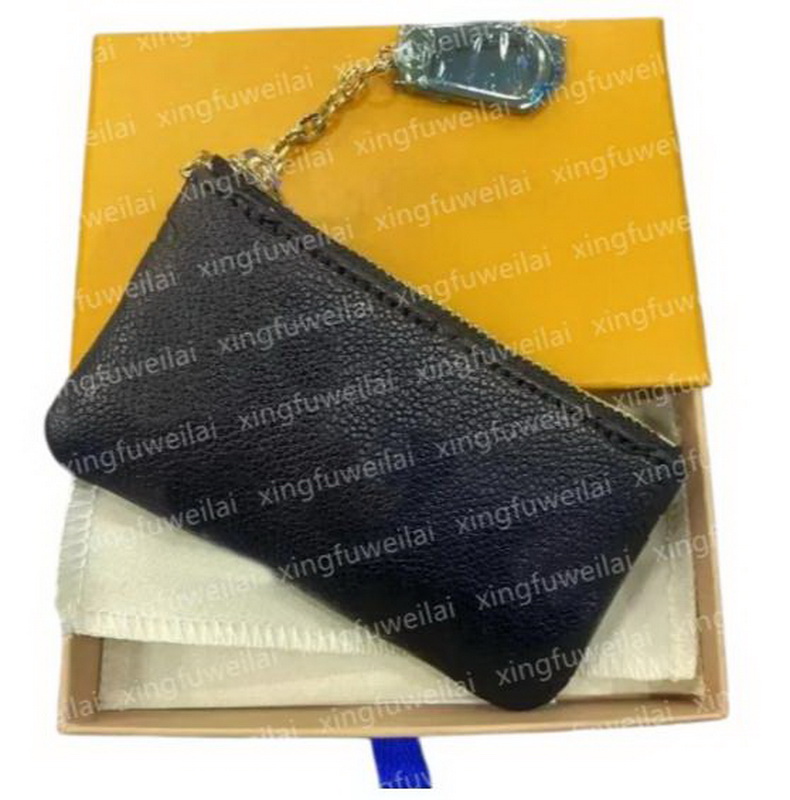 Embossed black Flower Card Holder Women Designer Purse Zipper Lady Coin Key Chains Wallets For Woman Luxurys Cardholder Keychain Pouch Top Quality