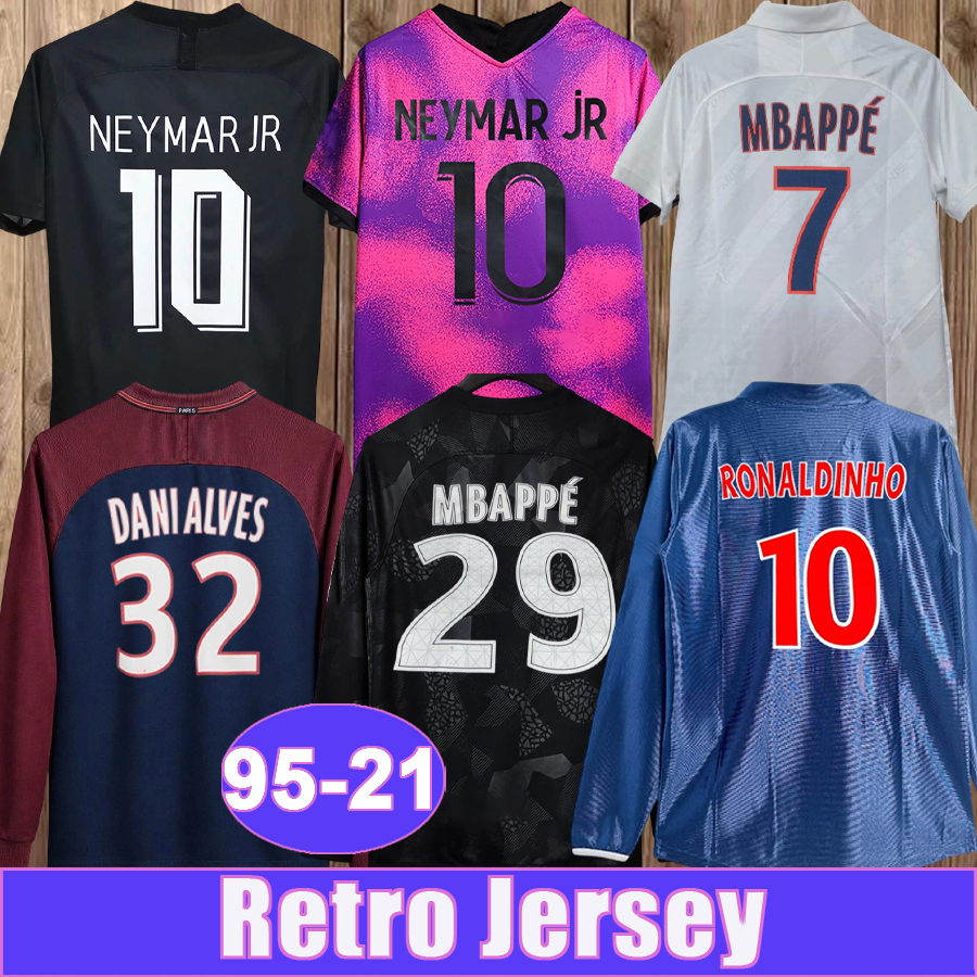 1995 2021 NEYMAR Mens Retro soccer Jerseys MBAPPE OKOCHA RONALDINHO CAVANI DANI ALVES DRAXLER Home Away 3rd Vintage Football Shirts Uniforms