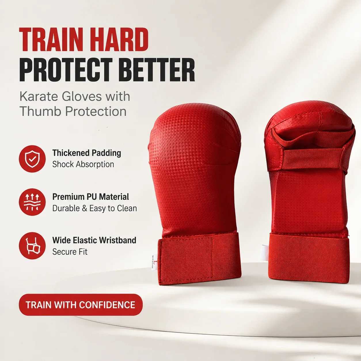 Karate 1Pair Protective Gloves Gear Thumb Protection Thickened Model Professional Karate Hand Guard MMA Adult Children Hand Guard Boxing Gloves N260