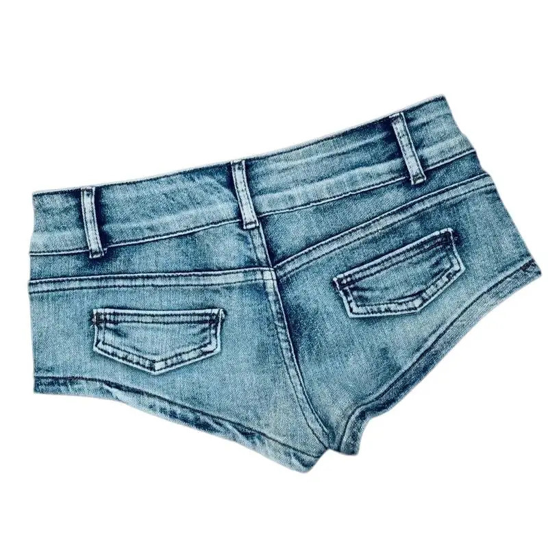 2026 Summer Old Rivet Denim Shorts Womens Super Ultra Low Waist n Girls Y2k Jeans 260928