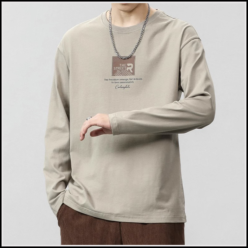 Spring and autumn long-sleeved T-shirt for men, 2025 new style, versatile casual round-neck base shirt, trendy brand
