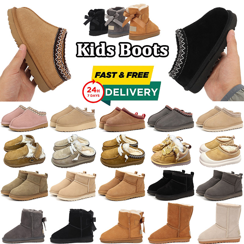 Livraison Gratuite Designer Tazz Bow Tasman Pantoufles Enfants Pantoufles Filles Garçons Bottes De Neige Sandales Enfant Enfant Bébé Chaussures E