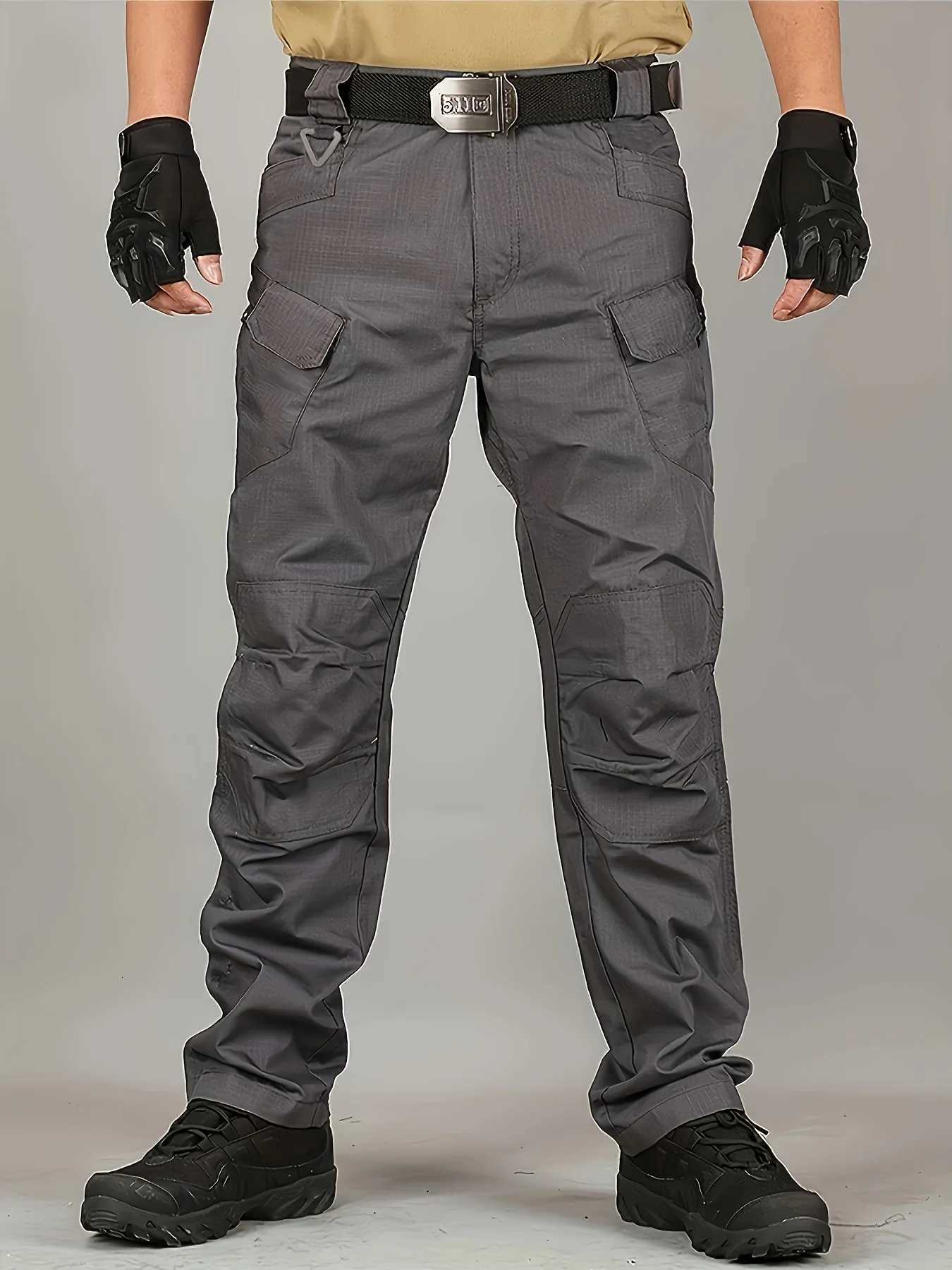 Men's Pants 5XL Plus Size Men's Thin Cargo Pants With Side Pockets For Spring Summer Tactical Oversized Loose Punk Pants Big And Tall Guys