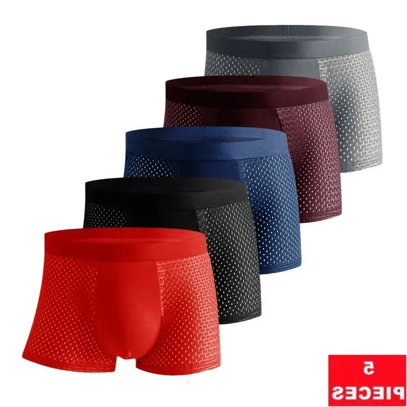 Men's Underwear Men's Underwear Underpants 5Pcslot Mesh Hole Mens Boxers For Men Boxershorts Pantis Homme Plus Size briefs Panties Briefs