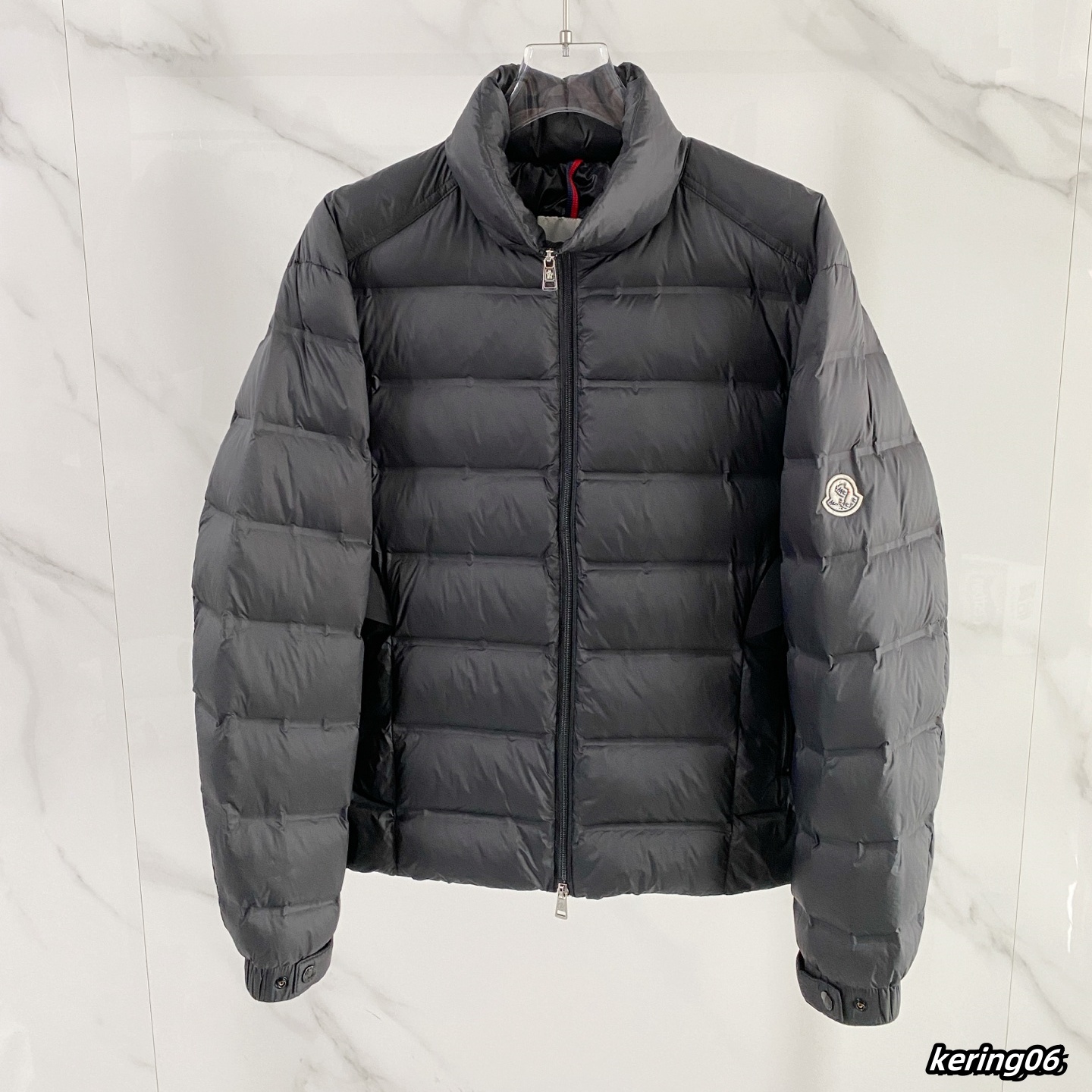 Designer Mens Short Down Jacket Water Repellent Shell Stand Collar Zip Pockets Warm Winter Coat Black XXXL