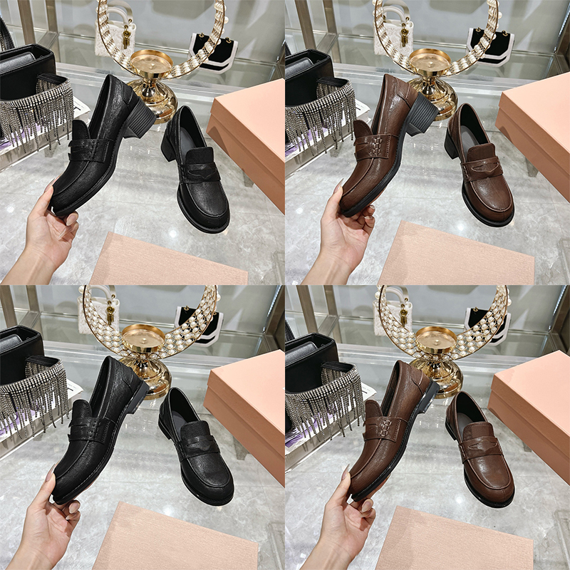 Mocassins Penny haut de gamme pour femmes, chaussures en cuir à Plaque métallique, à enfiler, classiques, bout rond, talon plat, robe quotidienne