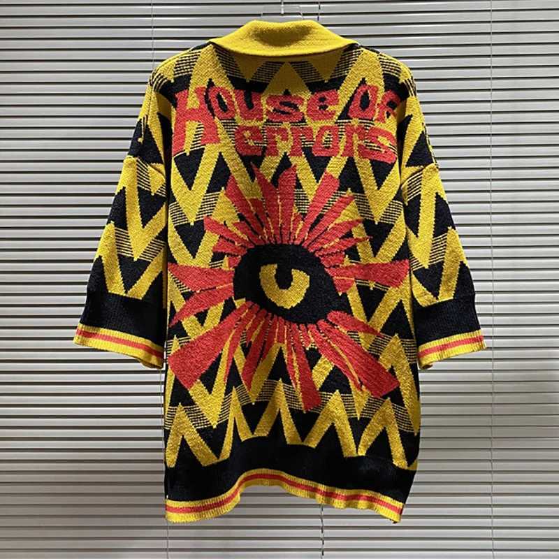 Sweaters House Men's of Errors Polo Shirt Sweater Men Women Knitted T-shirt Jacquard Letter Loose Casual Short Sleeve Colorful Streetwear Tops