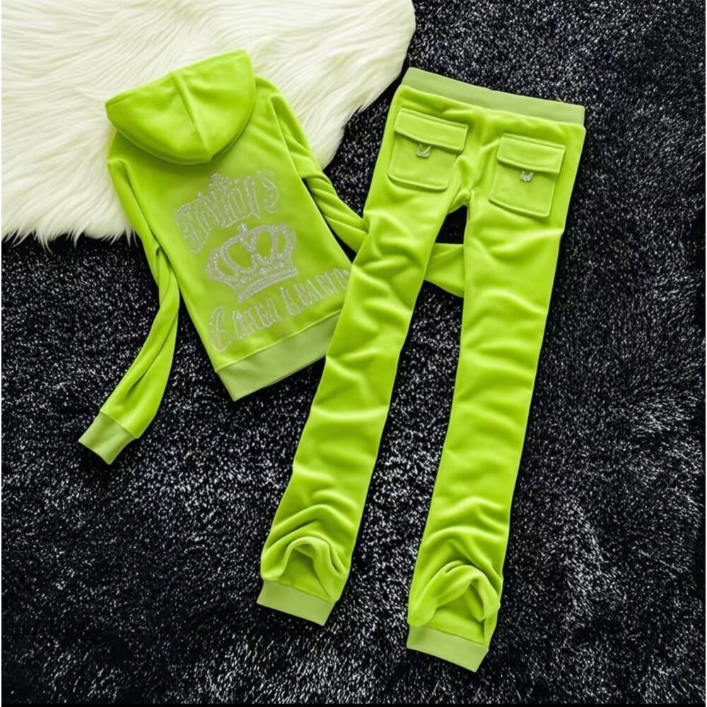 Juicys Coutures Tracksuit Luxury Slim Tracksuit Women's 2 Pieces Y2k Designer Long Sleeve Letter Sticker Diamond Fashion Brand Casual Slim Fit