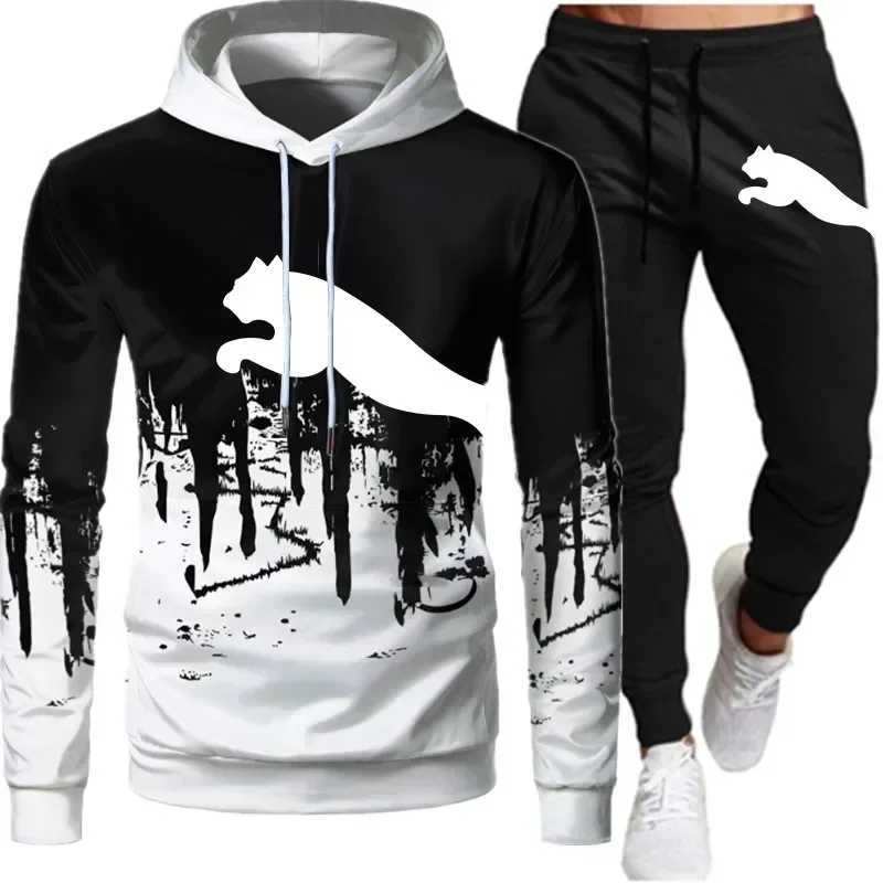 Spring and Autumn 2025 New Men's pullovers + jogging Pants two-piece set fashionable outdoor casual men's hooded sportswear set T260924
