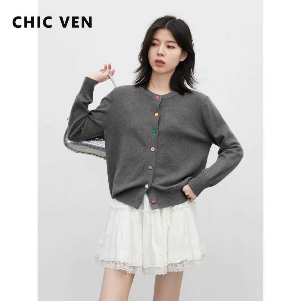 CHIC VEN New Women's Cardigan Single-breasted Solid Color Button Design Knitted Sweaters O Neck Pullover Spring Autumn 2026 Z260924