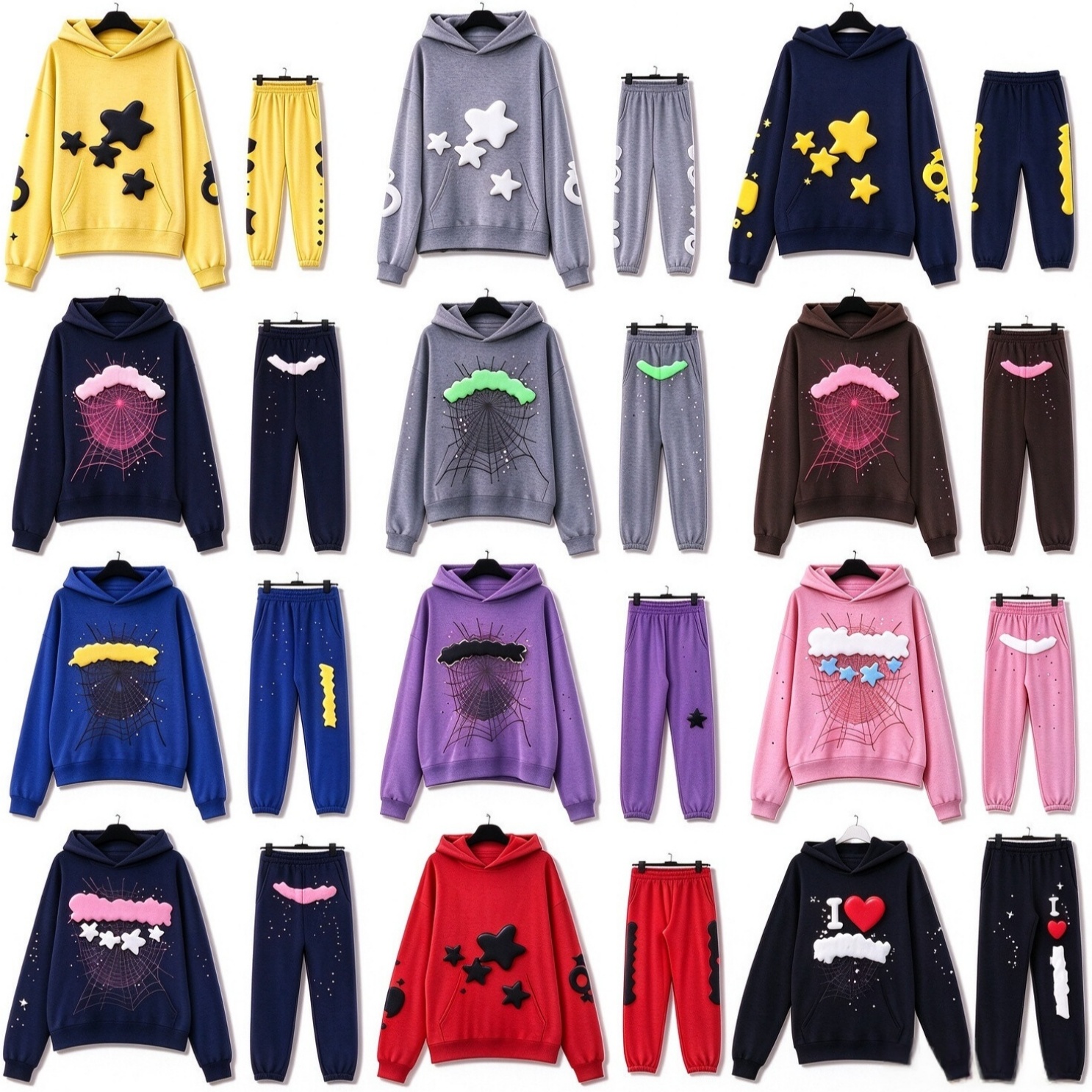 designer mens Hoodie hoodies for men Sweatpants Set 2 Piece puff foam print Oversized Y2K unisex Streetwear Pullover Hooded Tracksuit Jogger Outfit