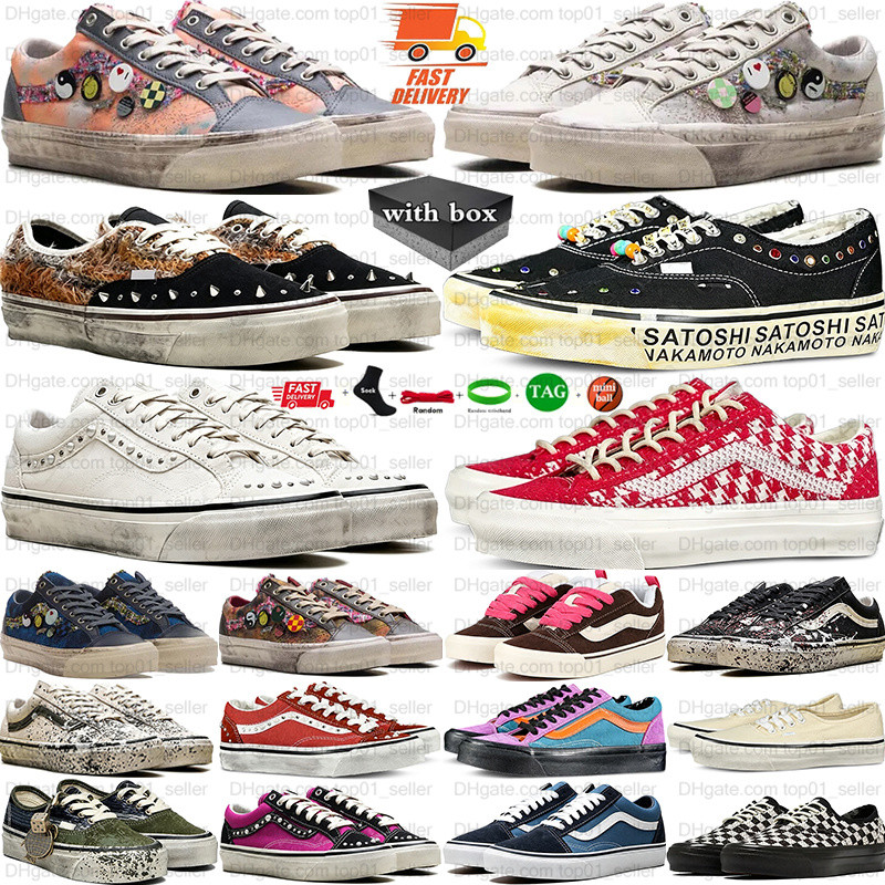 With Box Designer shoe pearlized pearl shoes knu old skools Souvenir sneakers Sport chaussures trainers for mens womens trainers d h gate new luxury
