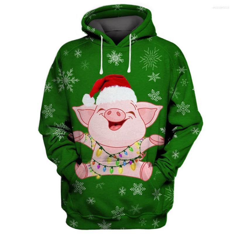 Men's Hoodies HX Funny Piggy Christmas Fashion 3D Printed T-shirts Sweatshirts Casual Sportwear Men Clothing Xmas Gifts Drop
