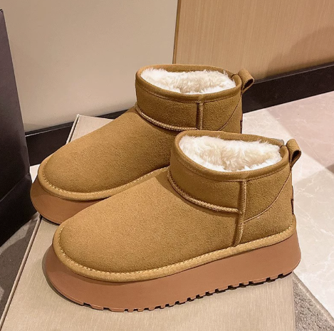 Women's Winter Snow Boots, Fleece Lined Warm Thick Sole Waterproof Anti-slip Casual Ankle Boots