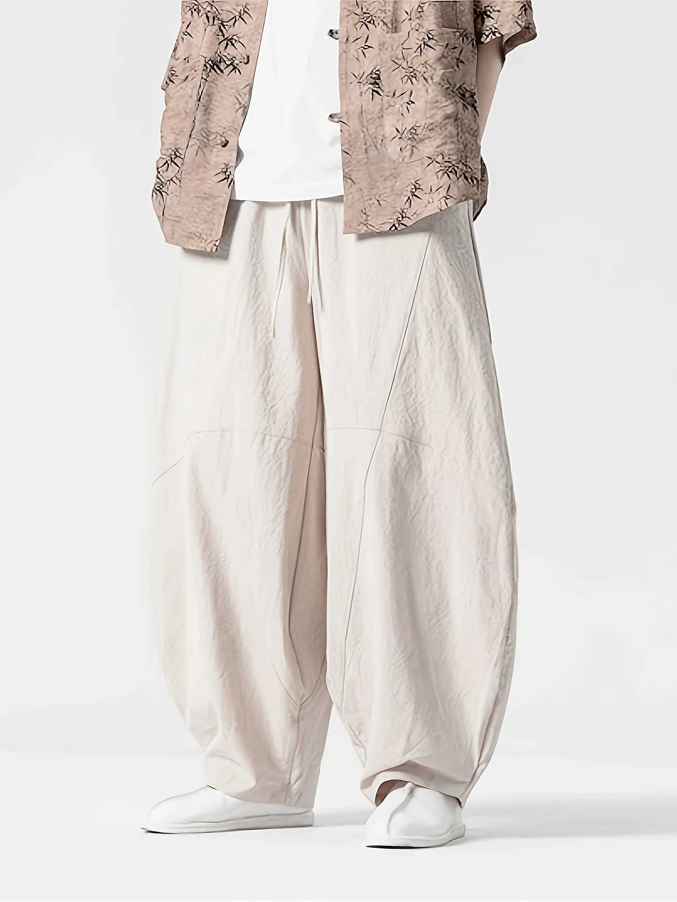 Men's Pants FGKKS Men's Pants Fashion Brand New CHInese Style Cotton Spring Casual Loose Oversize Male Wide Leg Trousers H260924
