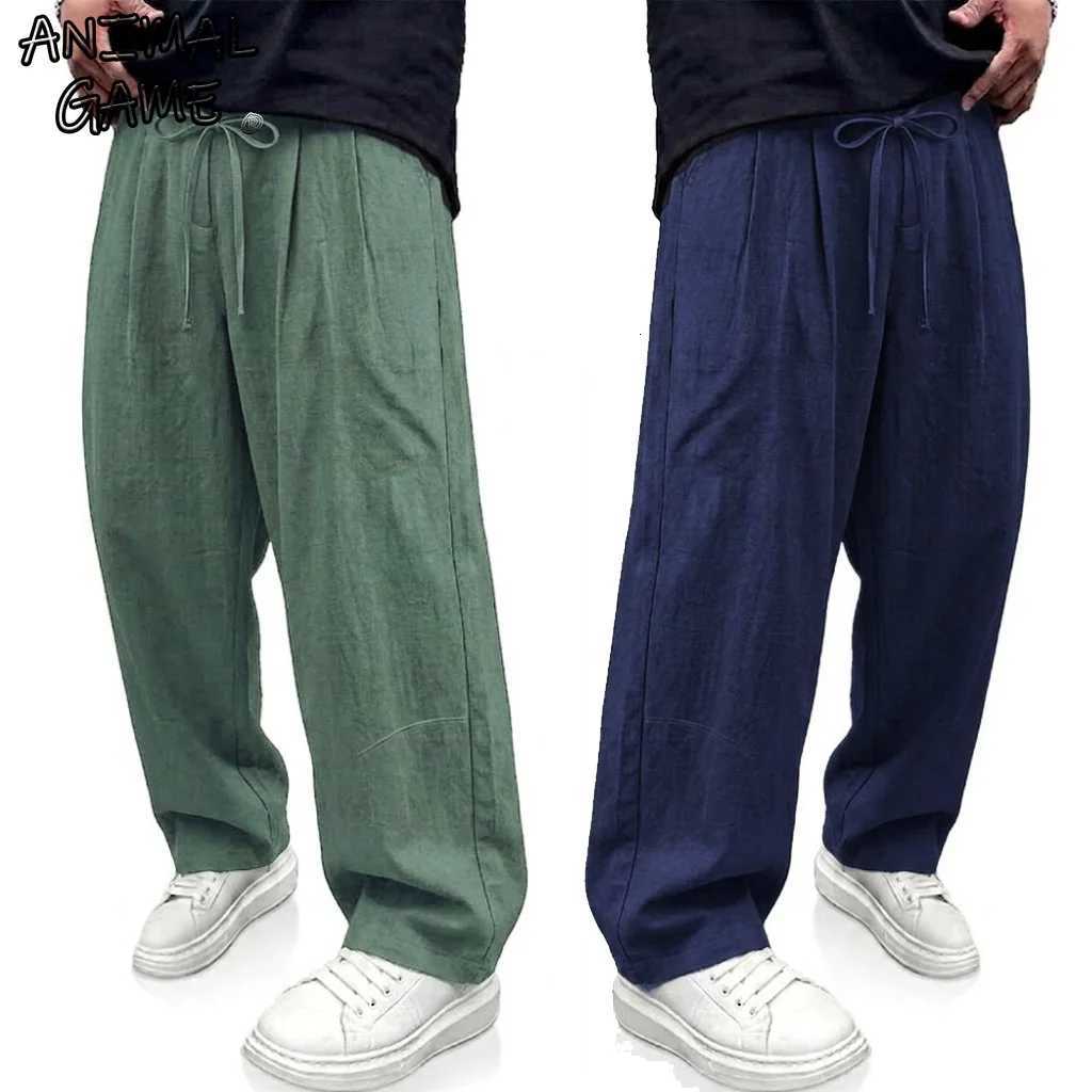 Men's Pants Solid Color Cotton Linen Mens Pants Casual Breathable Streetwear Autumn Loose Straight dr1 Baggy Sport Pants Spring Gym D260924