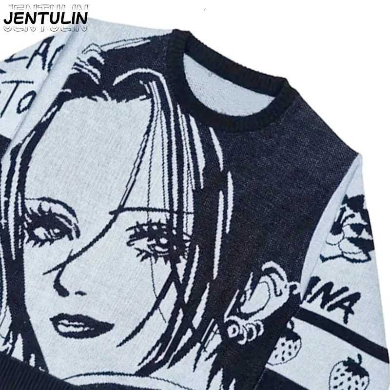 Sweaters Punk Men's Hip Hop Anime Graphic High End Brand Y2K Gothic Men's Winter Sweate Men Harajuku Women Sweater Retro Pullover Men Clot