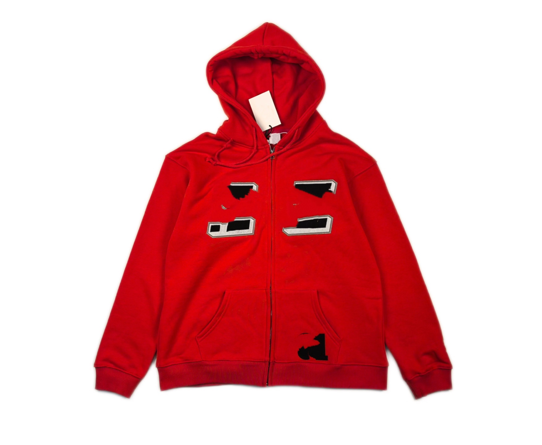 E style américain rétro patch-lettre à capuche pull à capuche avec fermeture éclair-manteau ample décontracté pour hommes et femmes