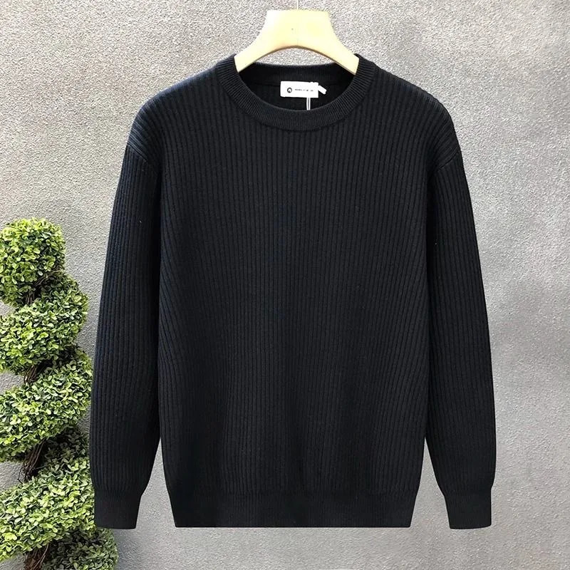Korean Style Men's Sweater Vertical Stripes Round Neck Pullovers High Quality Inner Soft Knitted Fashion Versatile Undershirt 260920