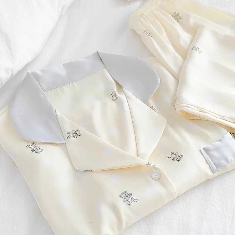 Women's Sleep Lounge Cute Kawaii Little Bear Women's Pajamas French Y2k Elegant Harajuku Lazy Casual Nightgown 2024 New Summer Short Sleev