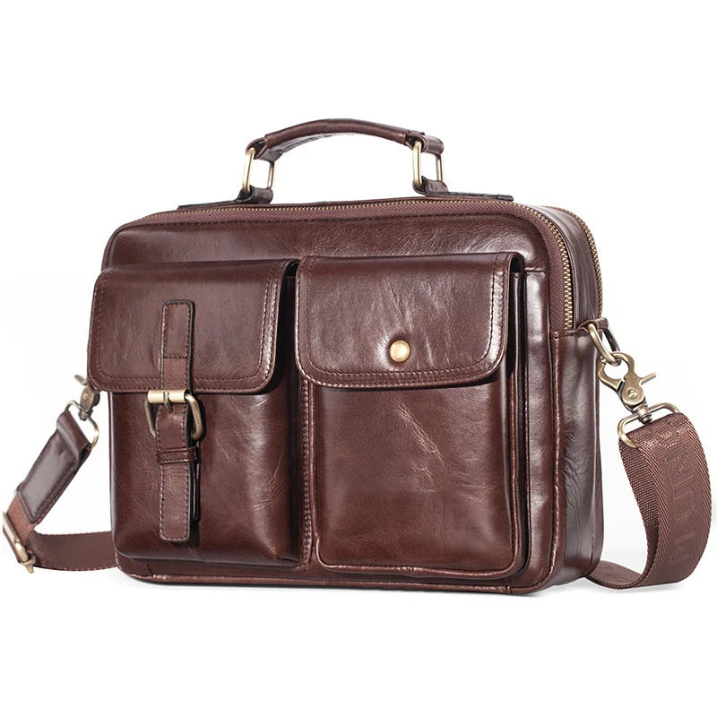 Cowhide Leather Messenger Bag Men Genuine Leather Handbag Male Travel Pad Shoulder Bag for Men Office Briefcase Totes 260920