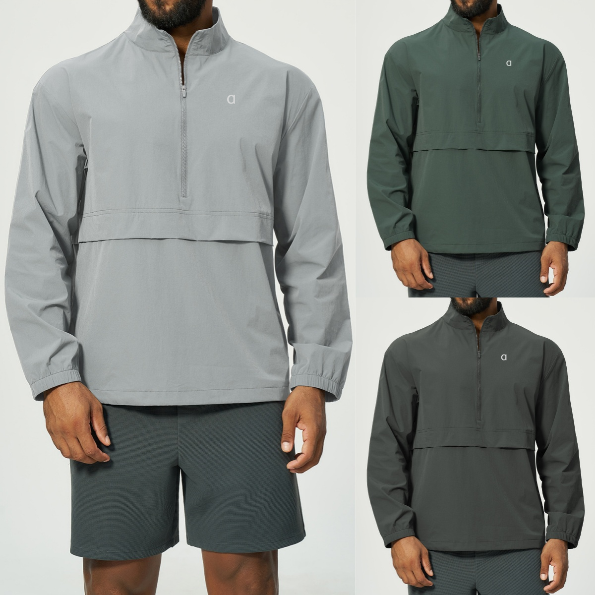 3003AO Veste de Yoga à séchage Rapide pour Hommes Mode Veste de Fitness en Plein air Manteau léger imperméable Semi-fermeture éclair Veste à col