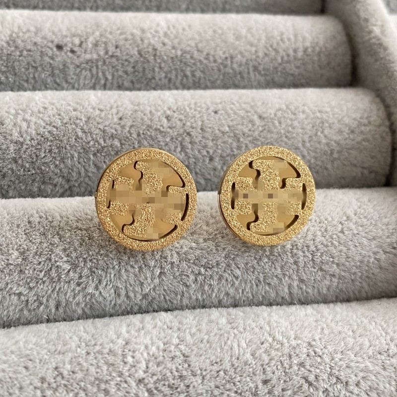 Women Round Hollow Stud Earrings Glitter Sand Surface Stainless Steel 18K Gold Plated Classic Circle Ear Jewelry Hypoallergenic Daily Wear Party Gif
