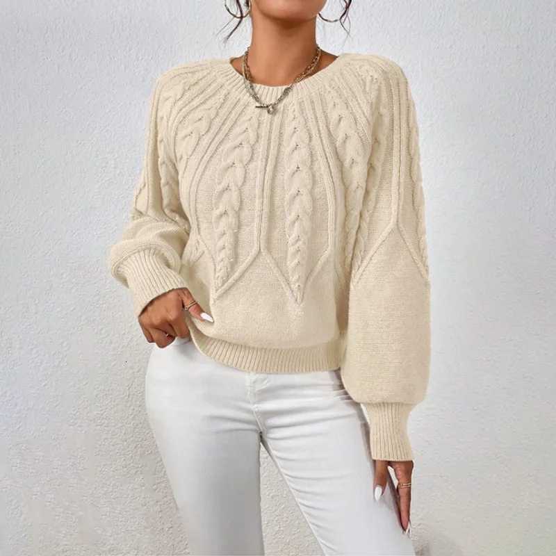 Women's Sweaters Spring Autumn Winter New Women's Solid Color Cable Knit Pullover Sweater Basic Soft Sweaters For Women Jacquard Tops Pull